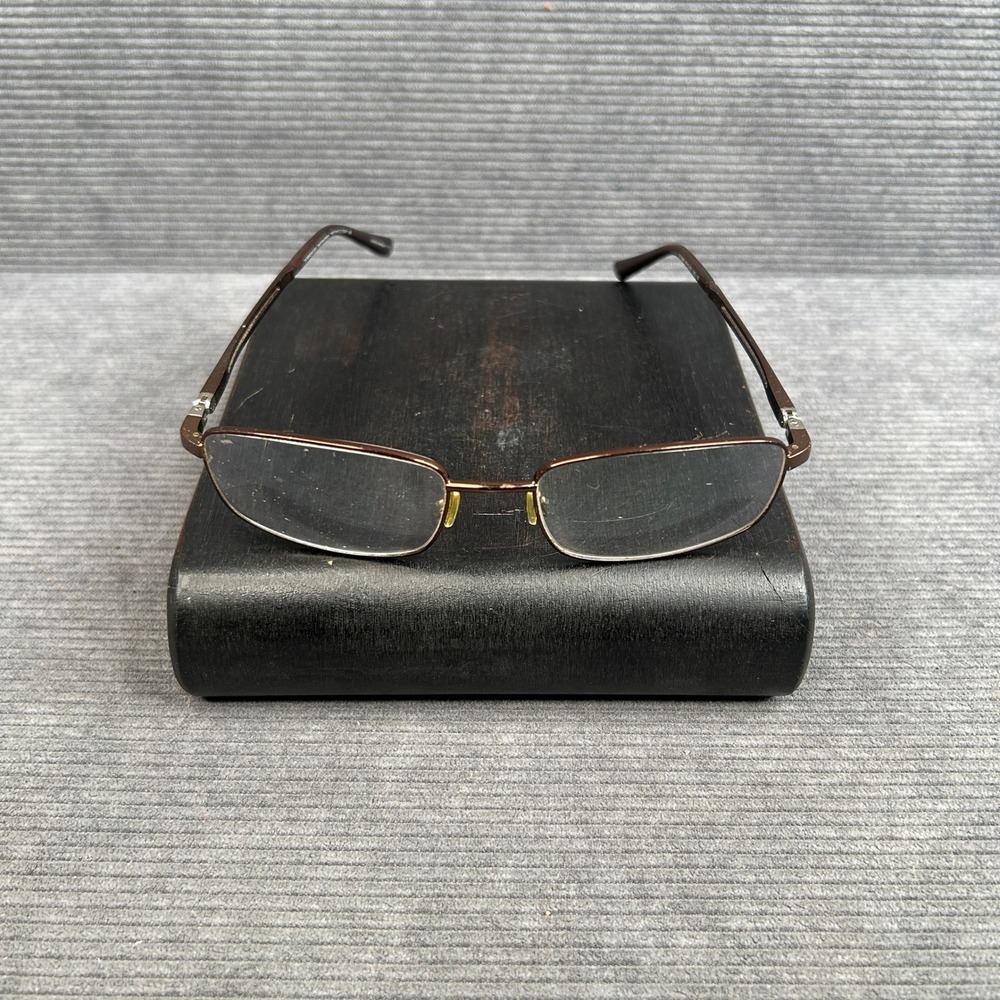 Turboflex TF368 Brown Rectangular Metal Y2k Eyeglasses Patented Technology